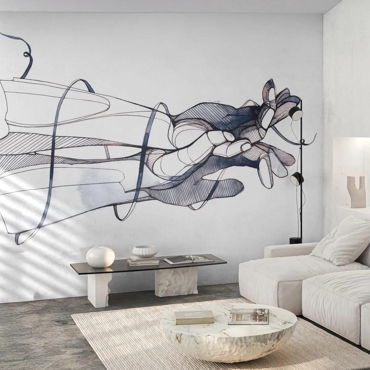 Tapet Standard Eco - Un studiu al atingerii - Abstracția, Mâinile, Grafică - 250x175 cm