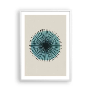 Poster în ramă albă - Radiant pe albastru - 50x70 cm