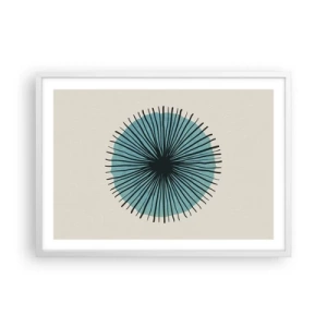 Poster în ramă albă - Radiant pe albastru - 70x50 cm