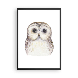 Poster în ramă neagră - Un portret fermecător în acuarelă al unei bufnițe - 50x70cm - Uită-te în ochii mei - Decorațiune modernă pentru perete pentru living și dormitor ARTTOR