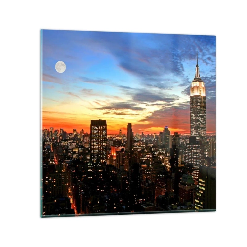 Tablou pe sticlă - O noapte americană luminoasă - 30x30 cm