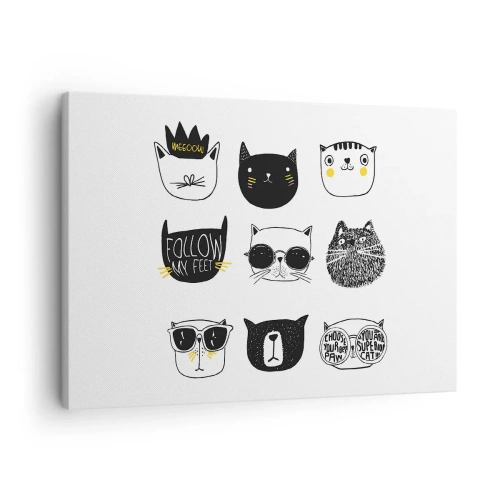 Tablou pe pânză Canvas - Ilustrații elegante de pisici într-un stil minimalist - 70x50cm - Fiecare este diferit - Decorațiune modernă pentru perete pentru living și dormitor ARTTOR