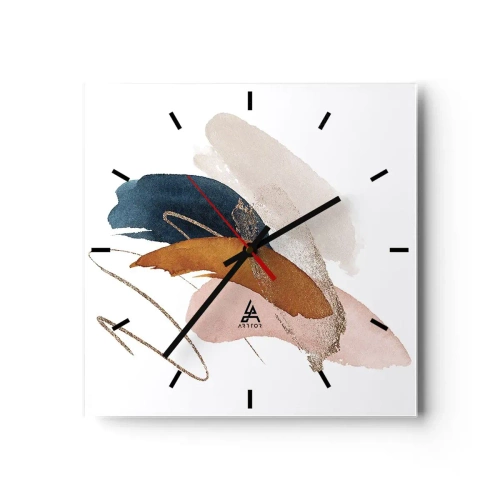 Ceas de perete - Ceas pe sticlă - Compoziție înaripată - 30x30 cm