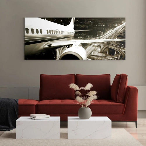Tablou pe sticlă - Zbor în noapte - 140x50 cm