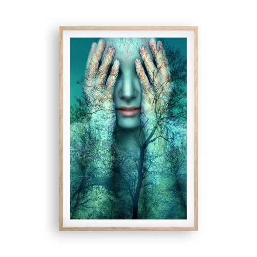 Poster în ramă de stejar deschis - Scufundată în albastru - 61x91 cm