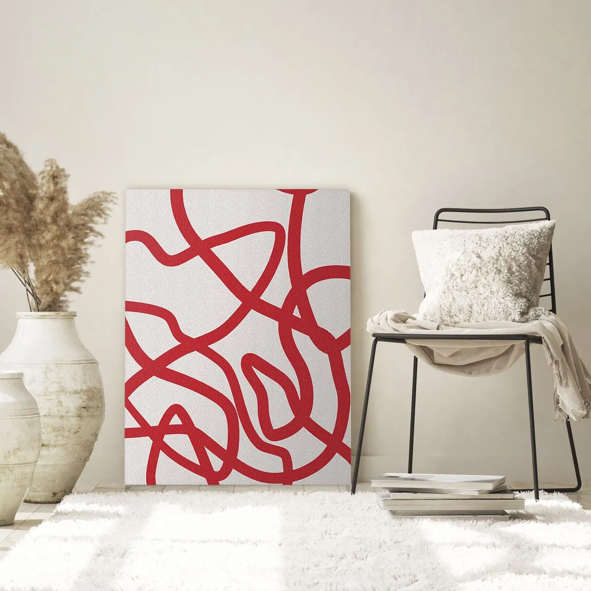 Tablou pe sticlă - Roșu pe alb - 80x120 cm