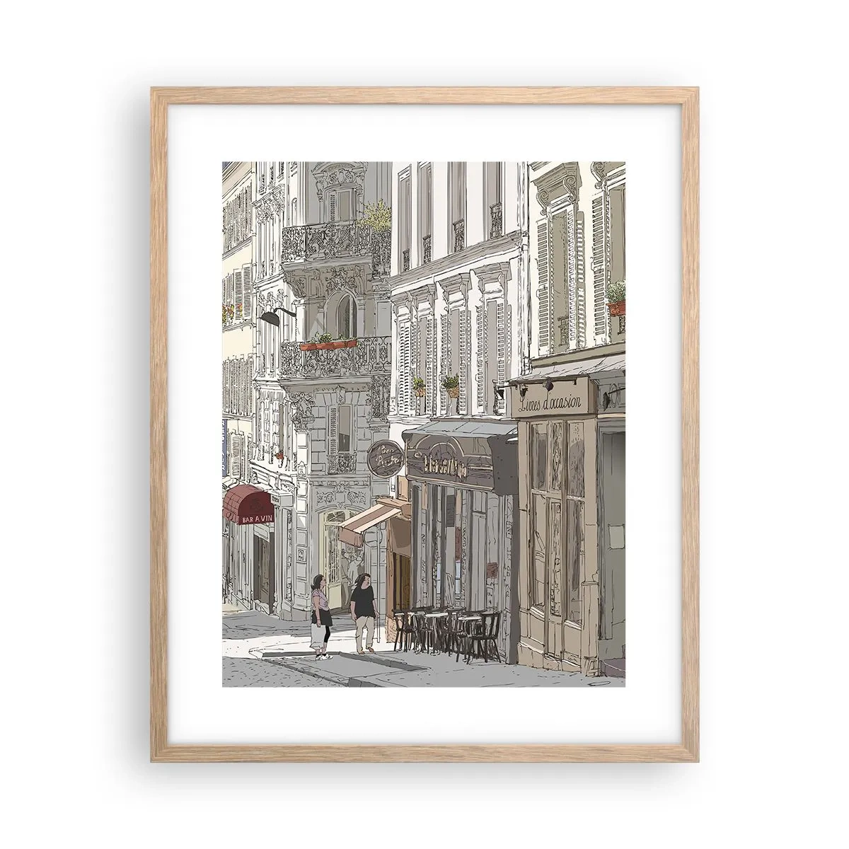 Poster în ramă de stejar deschis - Bucurii urbane - 40x50 cm