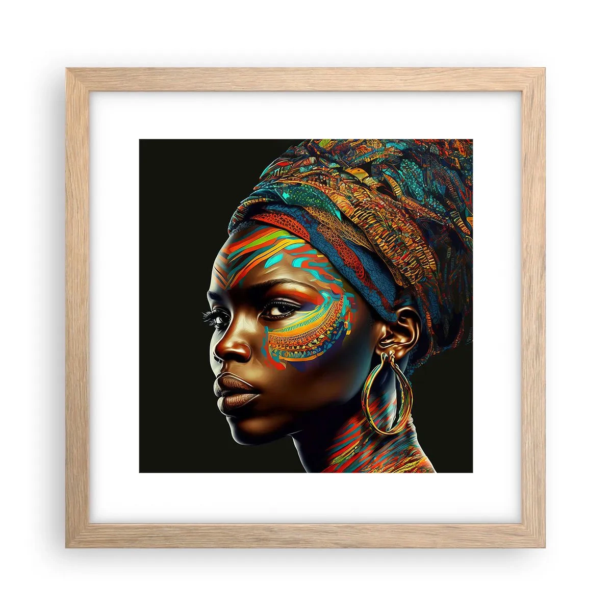Poster în ramă de stejar deschis - Regina africană - 30x30 cm