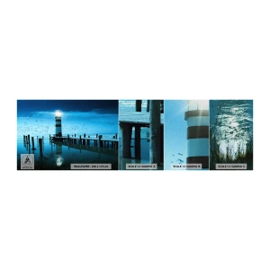 Mostră tapet Premium Canvas - Și nu ți-e frică de întuneric - Peisaj, Far, Pod de lemn - 100x30 cm