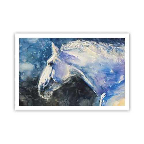 Poster - Portret într-o strălucire albastră - 91x61 cm