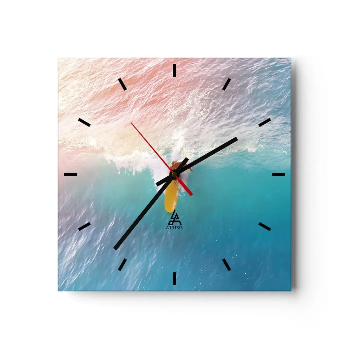 Ceas de perete - Ceas pe sticlă - Călărețul oceanului - 30x30 cm