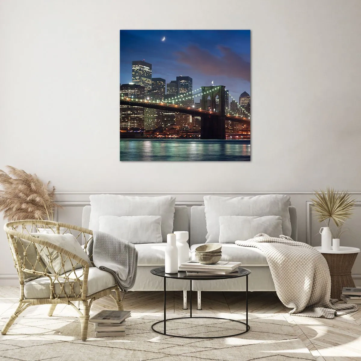 Tablou pe sticlă - Noaptea iluminată - 60x60 cm