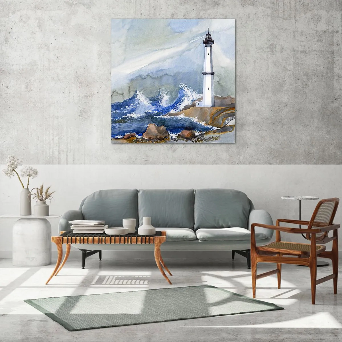 Tablou pe sticlă - Împotriva întunericului și a furtunii - 60x60 cm