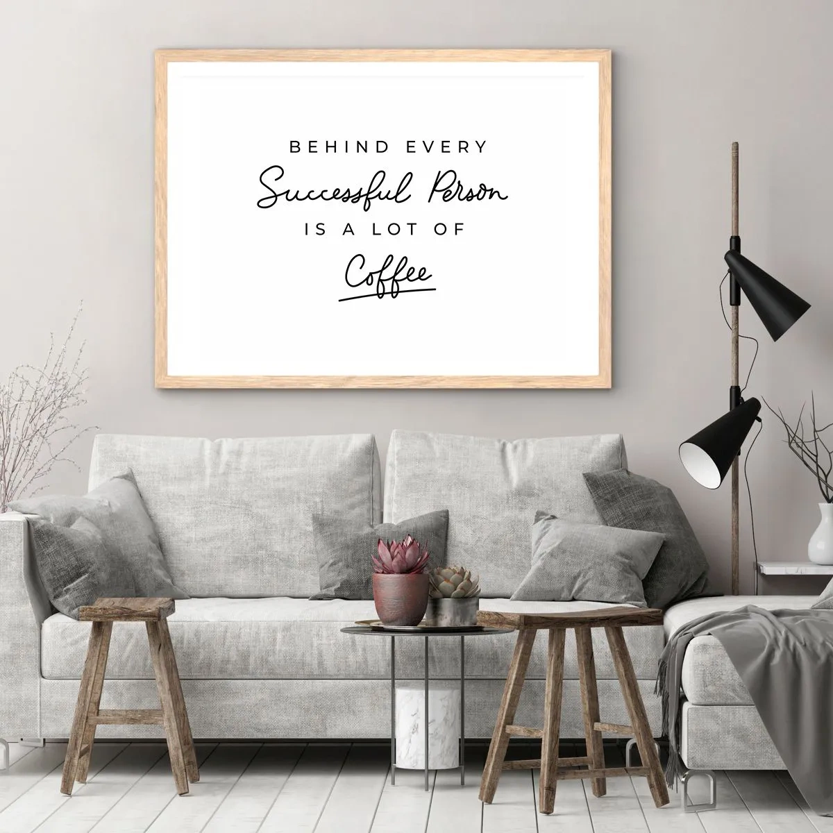 Poster în ramă de stejar deschis - Secretul succesului - 50x40 cm
