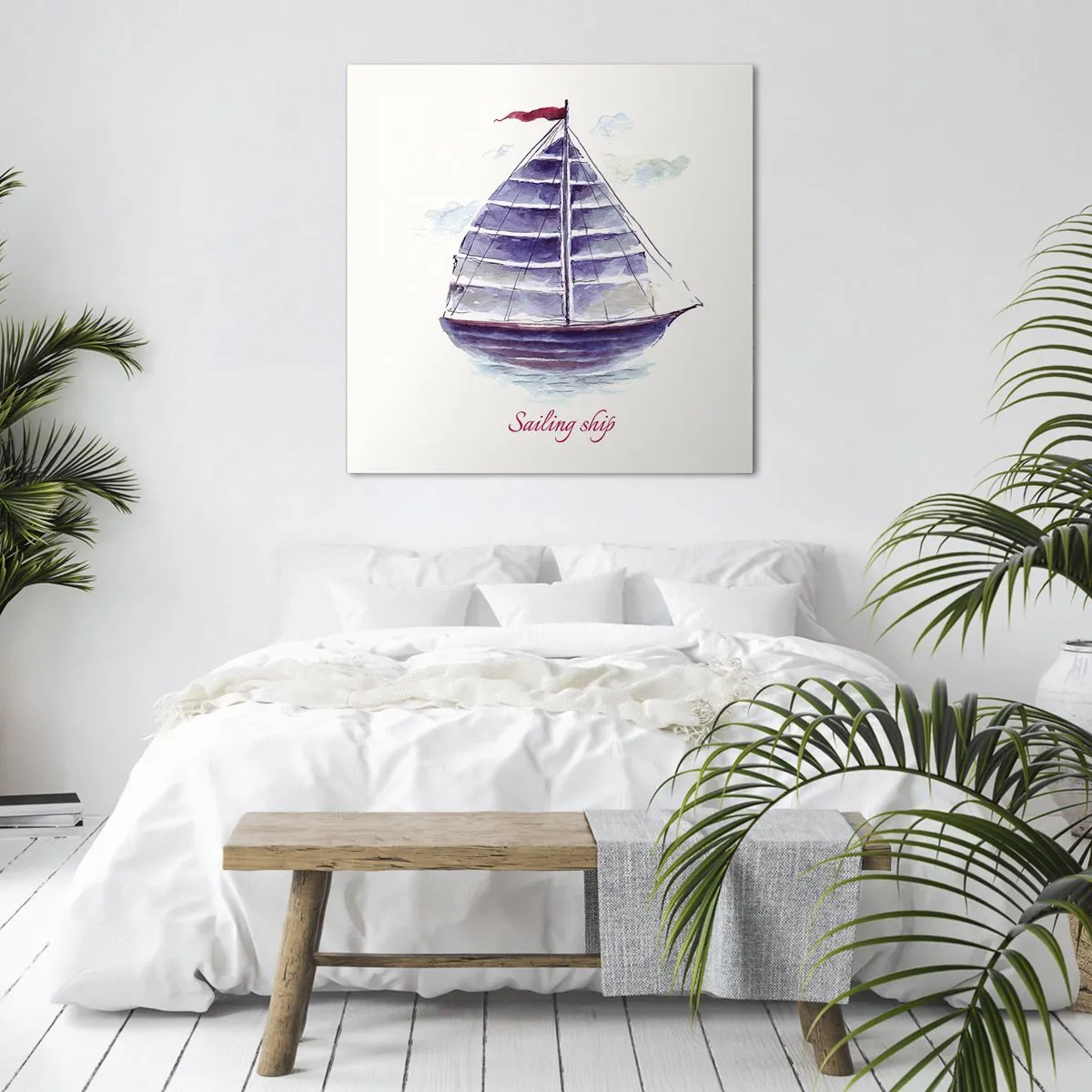 Tablou pe pânză - Pânze pline și apă calmă - 50x50 cm