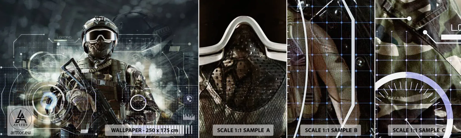 Mostră de Tapet Standard Eco - Putere la putere - Abstracția, Soldat, Comando - 100x30 cm