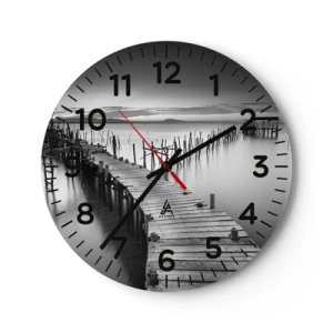 Ceas de perete - Ceas pe sticlă - Liniștea unui țărm uitat - 30x30 cm