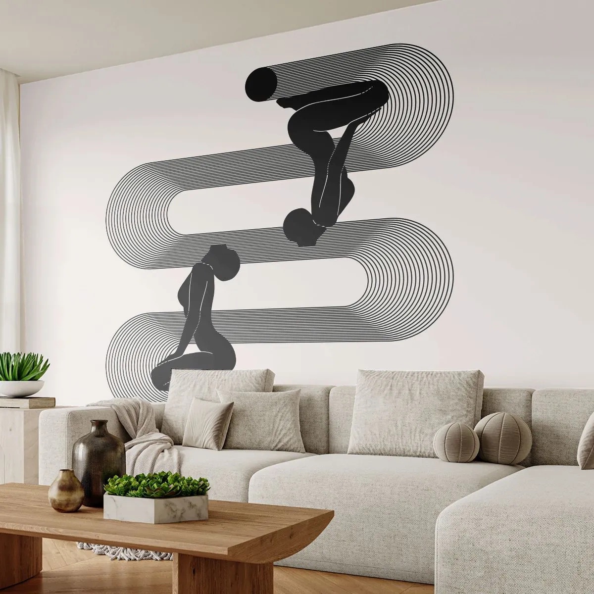 Tapet Autoadeziv Deluxe Sticker - Simetrie senzuală - femei, Linii, Meditaţie - 500x350 cm