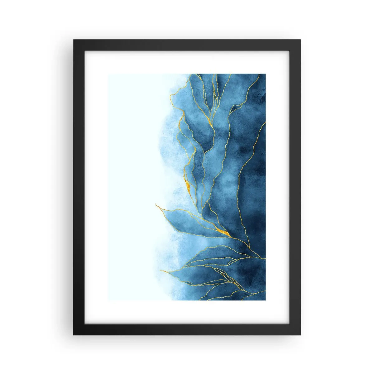 Poster în ramă neagră - Albastru în aur - 30x40 cm
