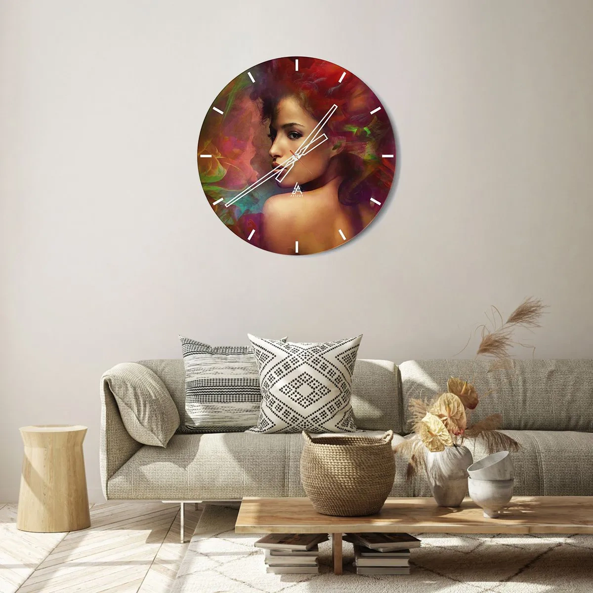 Ceas de perete - Ceas pe sticlă - Mai frumoasă decât un curcubeu, delicată ca o ceață - 40x40 cm