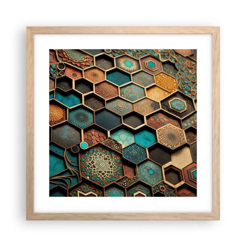 Poster în ramă de stejar deschis - Ornamente arabe - o variație - 40x40 cm