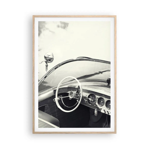 Poster în ramă de stejar deschis - E timpul pentru cei bogați - 70x100 cm