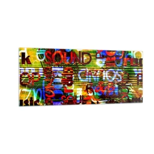 Tablou pe sticlă - Toate culorile sunetului - 100x40 cm