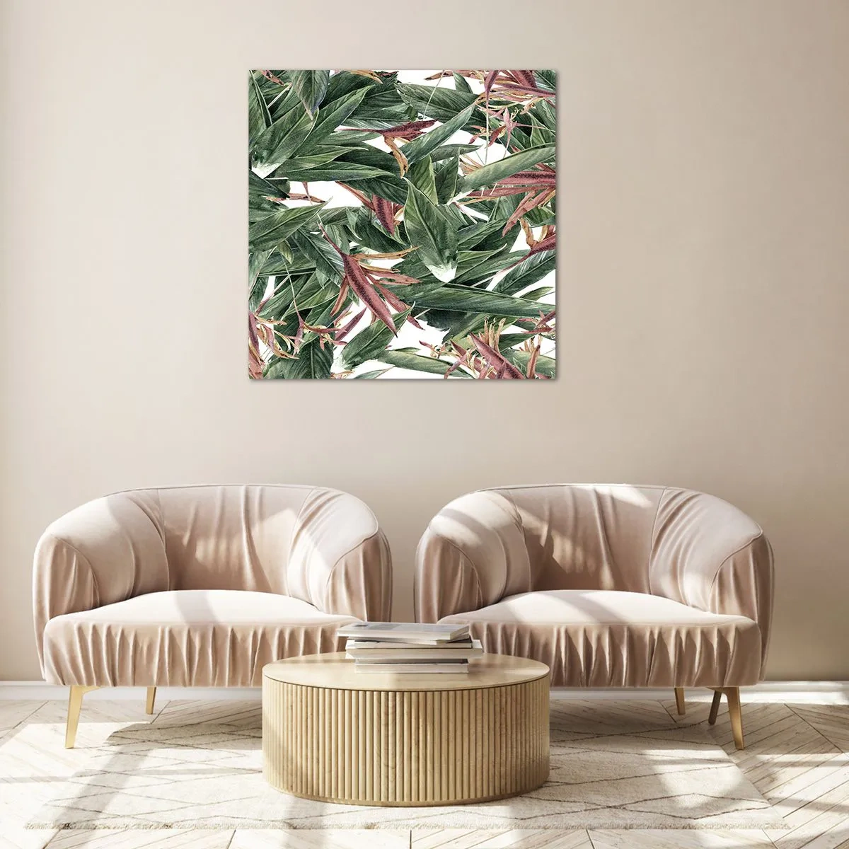 Tablou pe sticlă - Tufișuri de smarald și liliac - 70x70 cm