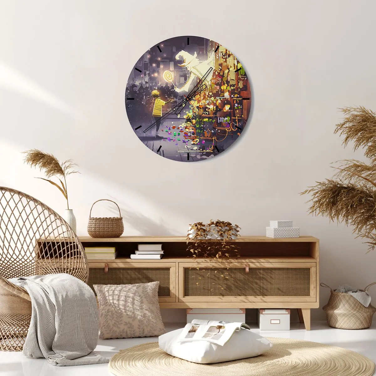 Ceas de perete - Ceas pe sticlă - Vrăjitoria există - 40x40 cm