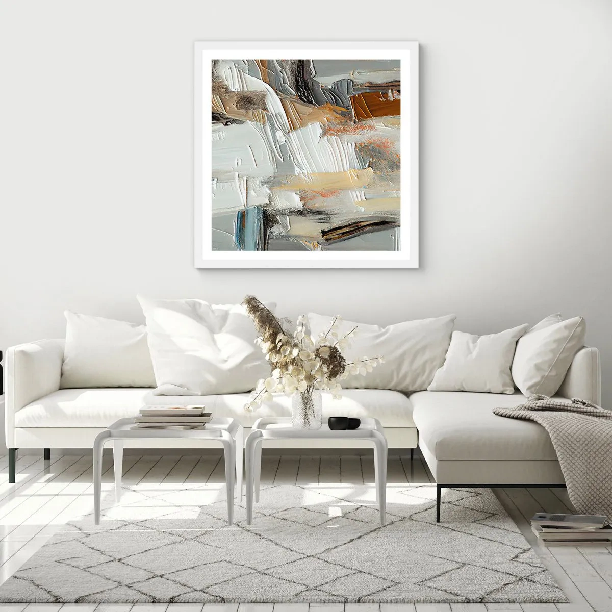 Poster în ramă albă - Stratificare colorată - 60x60 cm