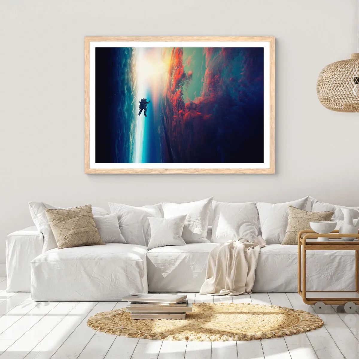 Poster în ramă de stejar deschis - Provocând universul - 70x50 cm
