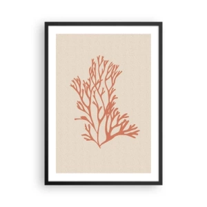 Poster în ramă neagră - O ilustrație delicată a coralului pe un fundal deschis - 50x70cm - Coral filigranat - Decorațiune modernă pentru perete pentru living și dormitor ARTTOR
