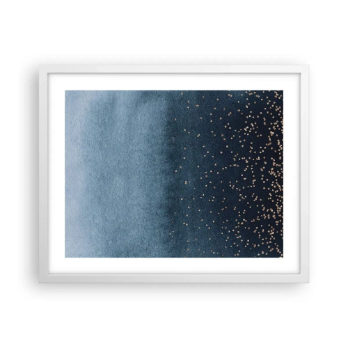 Poster în ramă albă - Compoziție - faze albastre - 50x40 cm