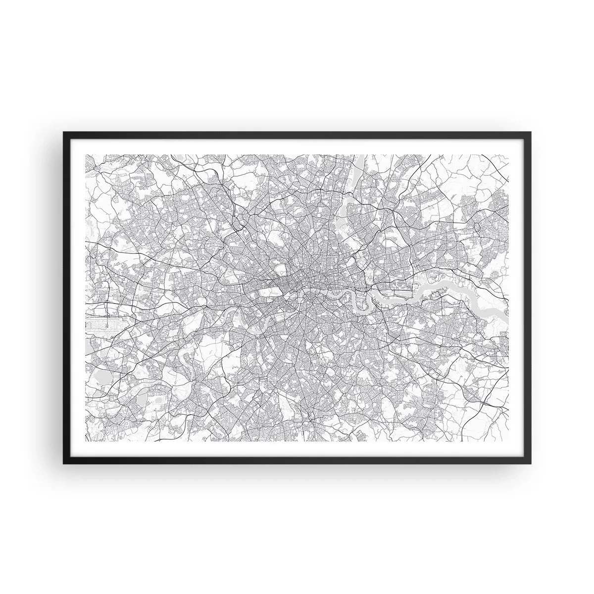 Poster în ramă neagră - Harta labirintului din Londra - 100x70 cm