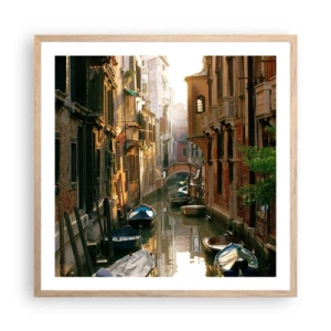 Poster în ramă de stejar deschis - Pe o străduță venețiană - 60x60 cm