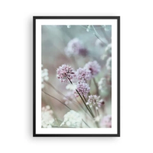 Poster în ramă neagră - Flori delicate în culori pastelate - 50x70cm - Ierburi dulci filigranate - Decorațiune modernă pentru perete pentru living și dormitor ARTTOR