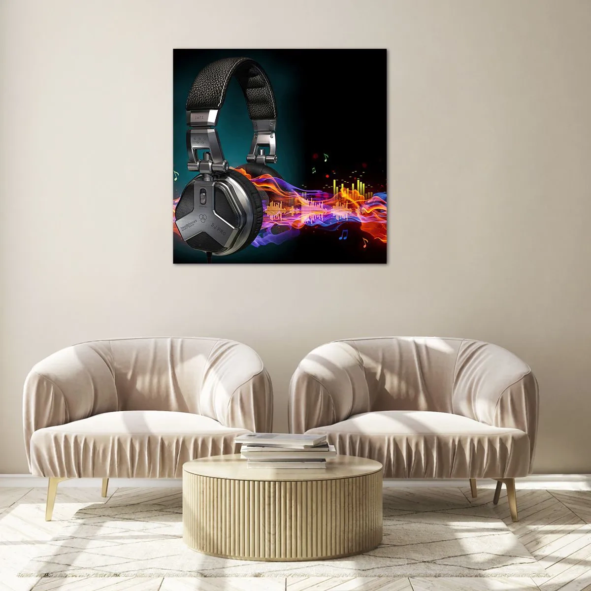 Tablou pe sticlă - În focul muzicii - 40x40 cm