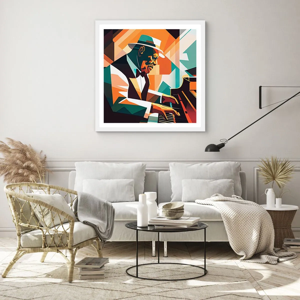 Poster în ramă albă - Numai jazz - 50x50 cm