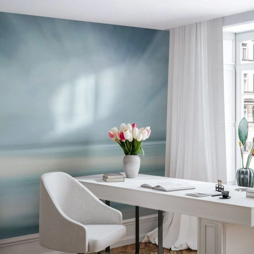 Tapet Standard Eco - Un peisaj minimalist în nuanțe pastelate de cer și mare - 100x70cm - Liniște până la orizont - Decorațiune modernă pentru perete pentru living și dormitor ARTTOR