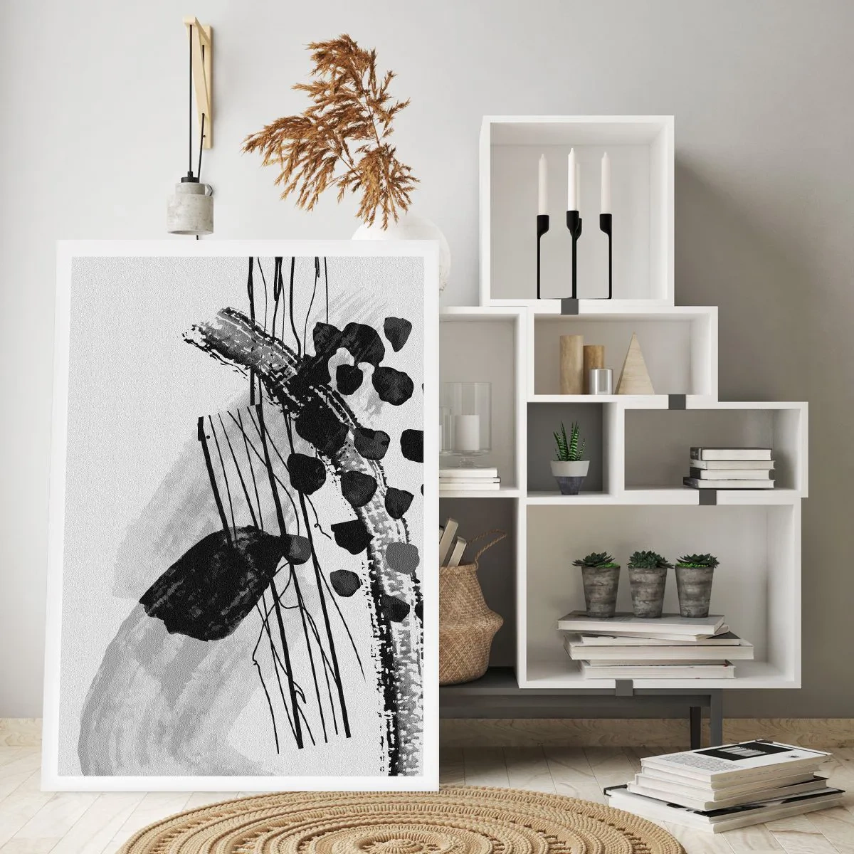 Poster - Abstracție organică în negru și alb - 70x100 cm