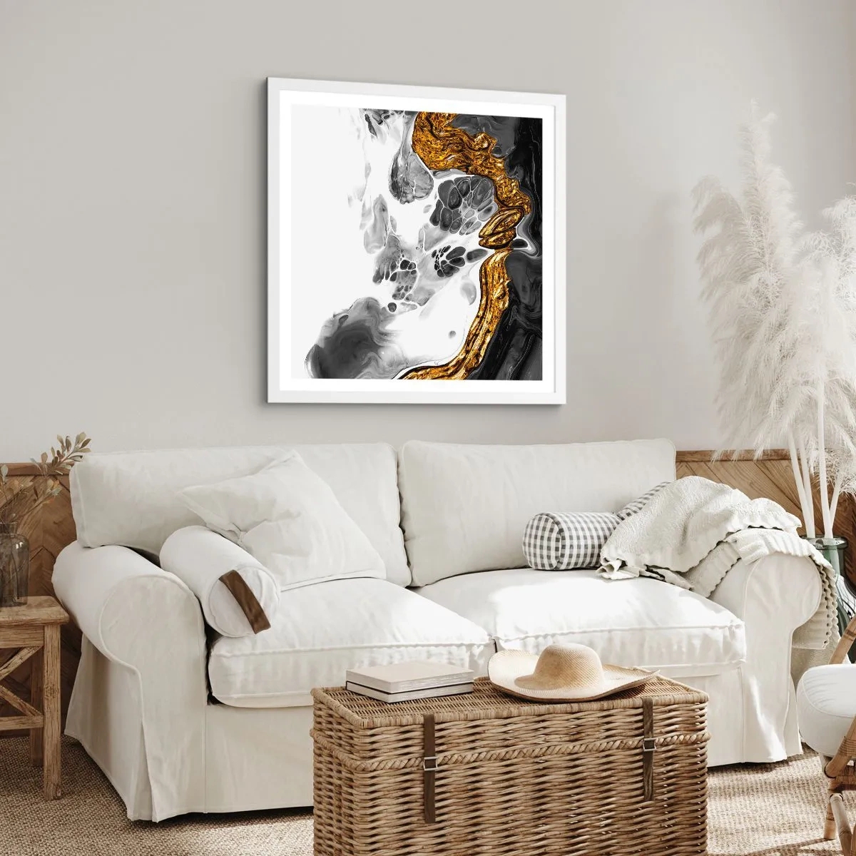 Poster în ramă albă - Compoziție organică - 50x50 cm