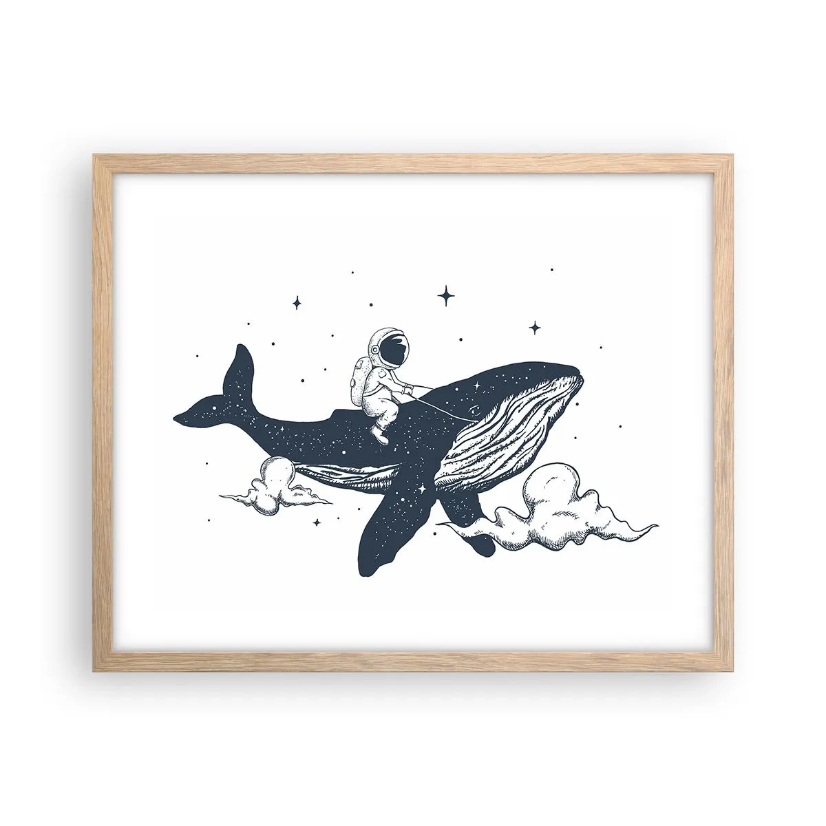 Poster în ramă de stejar deschis - Aventura spațială - 50x40 cm