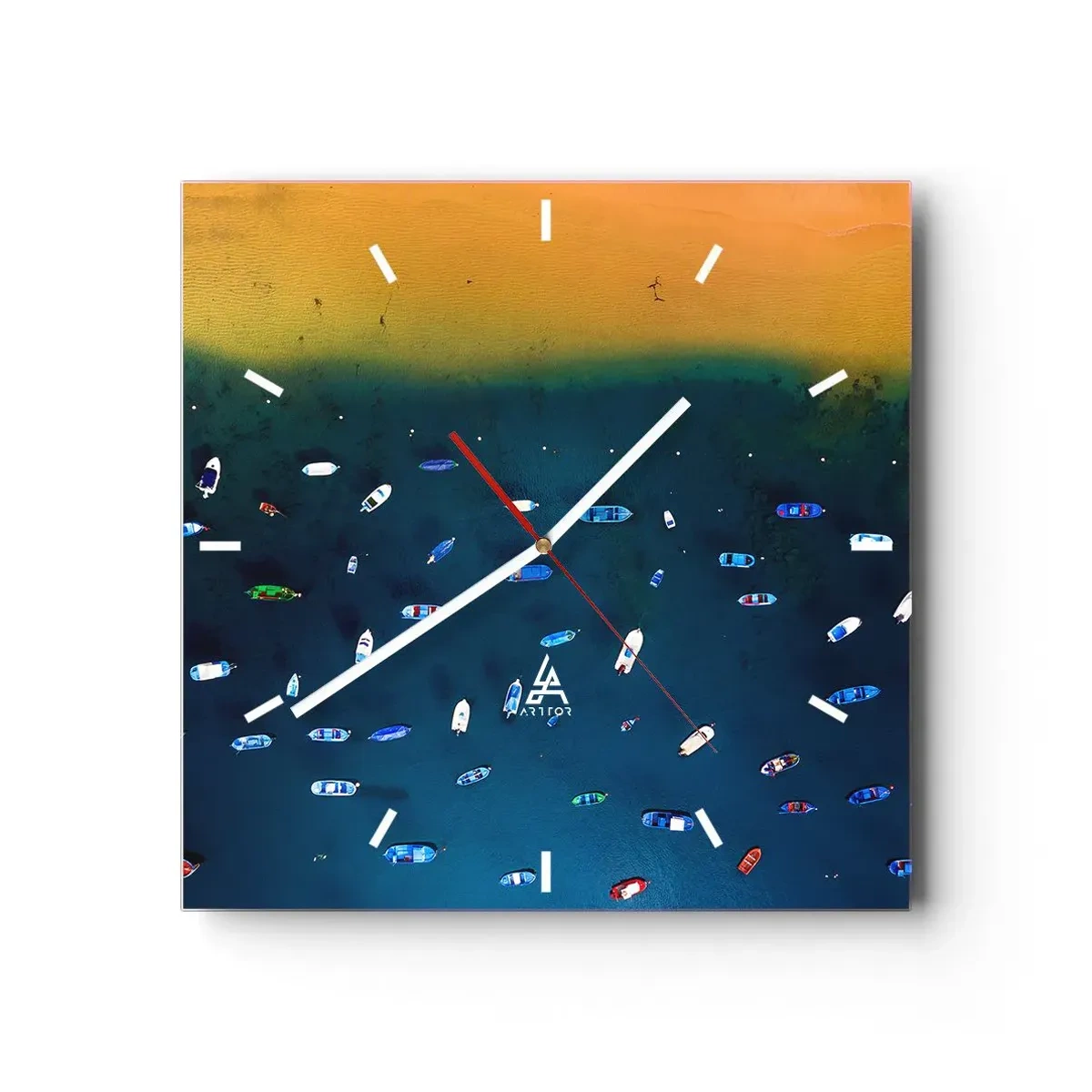 Ceas de perete - Ceas pe sticlă - Joc de vacanță - 40x40 cm