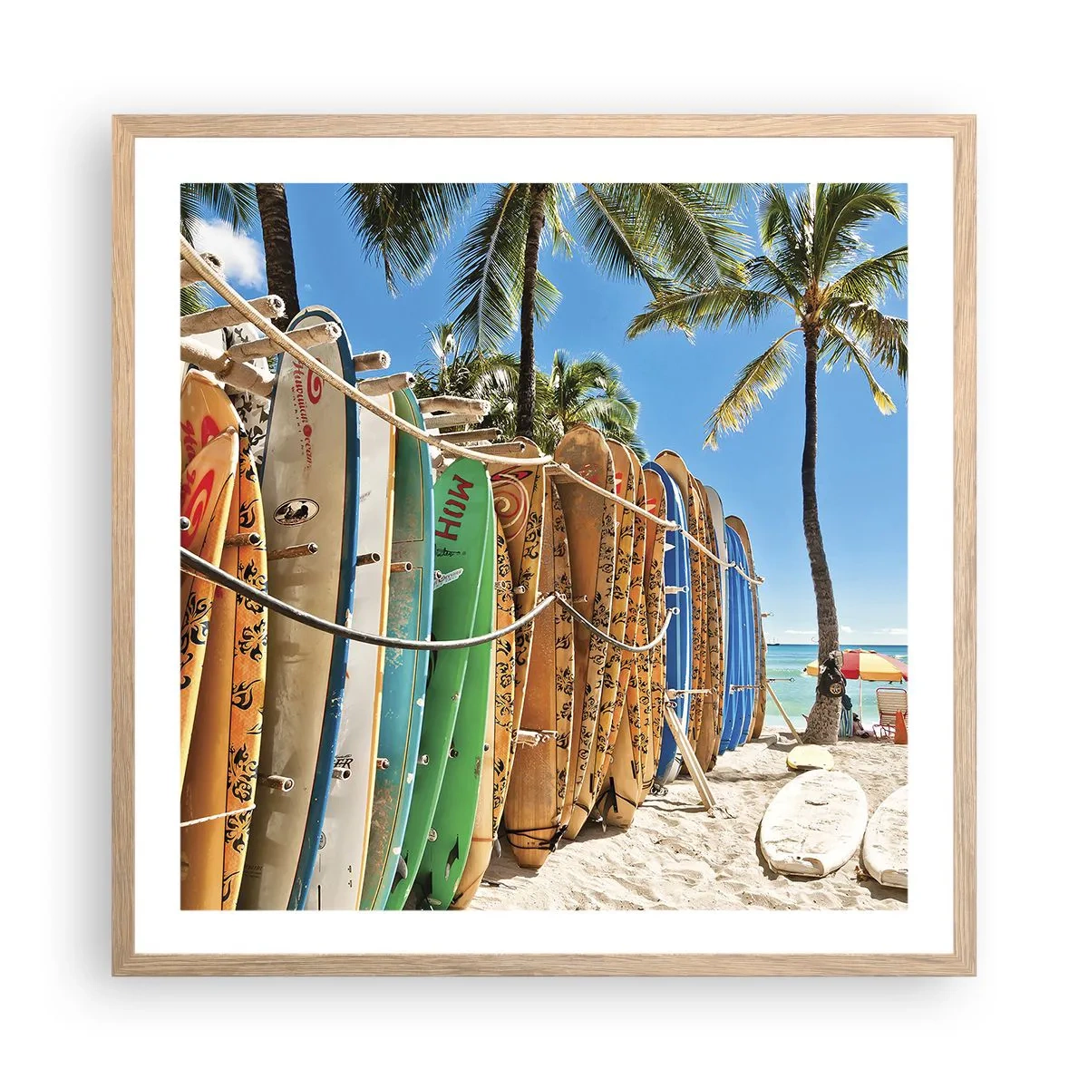 Poster în ramă de stejar deschis - Distracție însorită - 60x60 cm