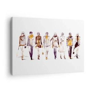 Tablou pe pânză Canvas - Schiță a unui grup de oameni în ținute la modă - 70x50cm - Chic discret, eleganță casuală - Decorațiune modernă pentru perete pentru living și dormitor ARTTOR