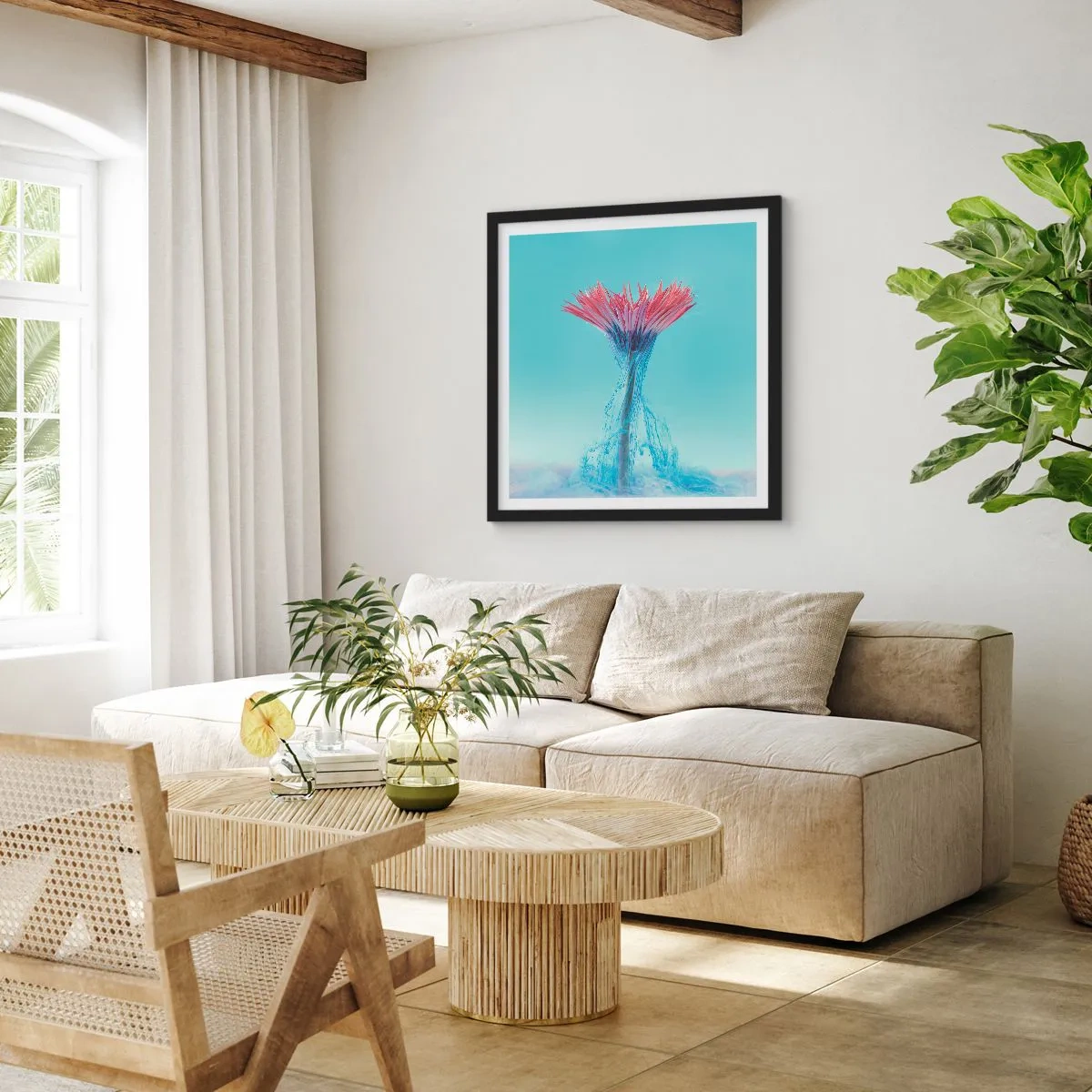 Poster în ramă neagră - Într-o unduire revigorantă - 60x60 cm