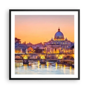 Poster în ramă neagră - Amurg deasupra Orașului Etern - 60x60 cm