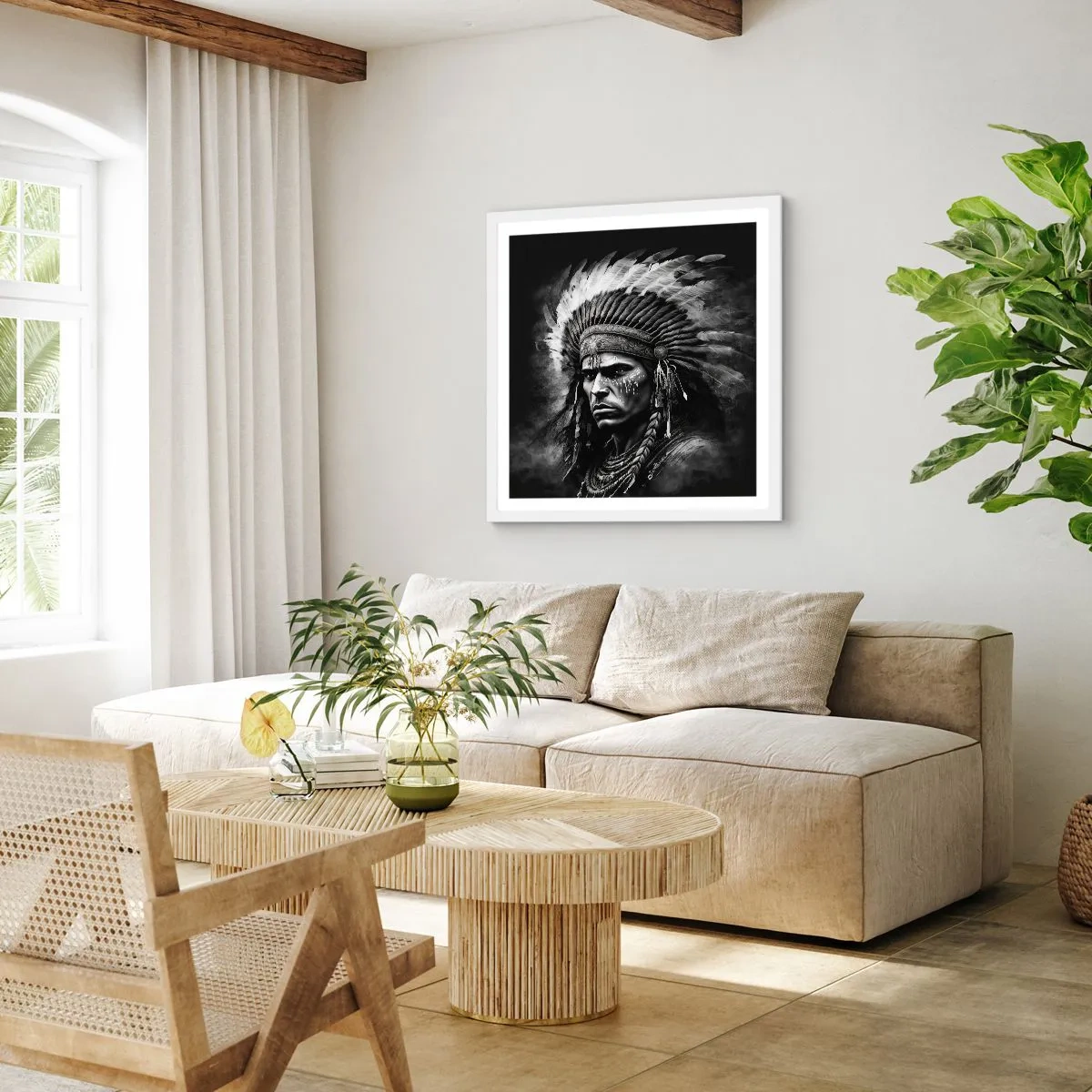 Poster în ramă albă - Conducător și luptător - 60x60 cm