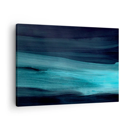 Tablou pe pânză Canvas - Valuri abstracte subtile în nuanțe închise de albastru - 70x50cm - Du-te cu fluxul - Decorațiune modernă pentru perete pentru living și dormitor ARTTOR