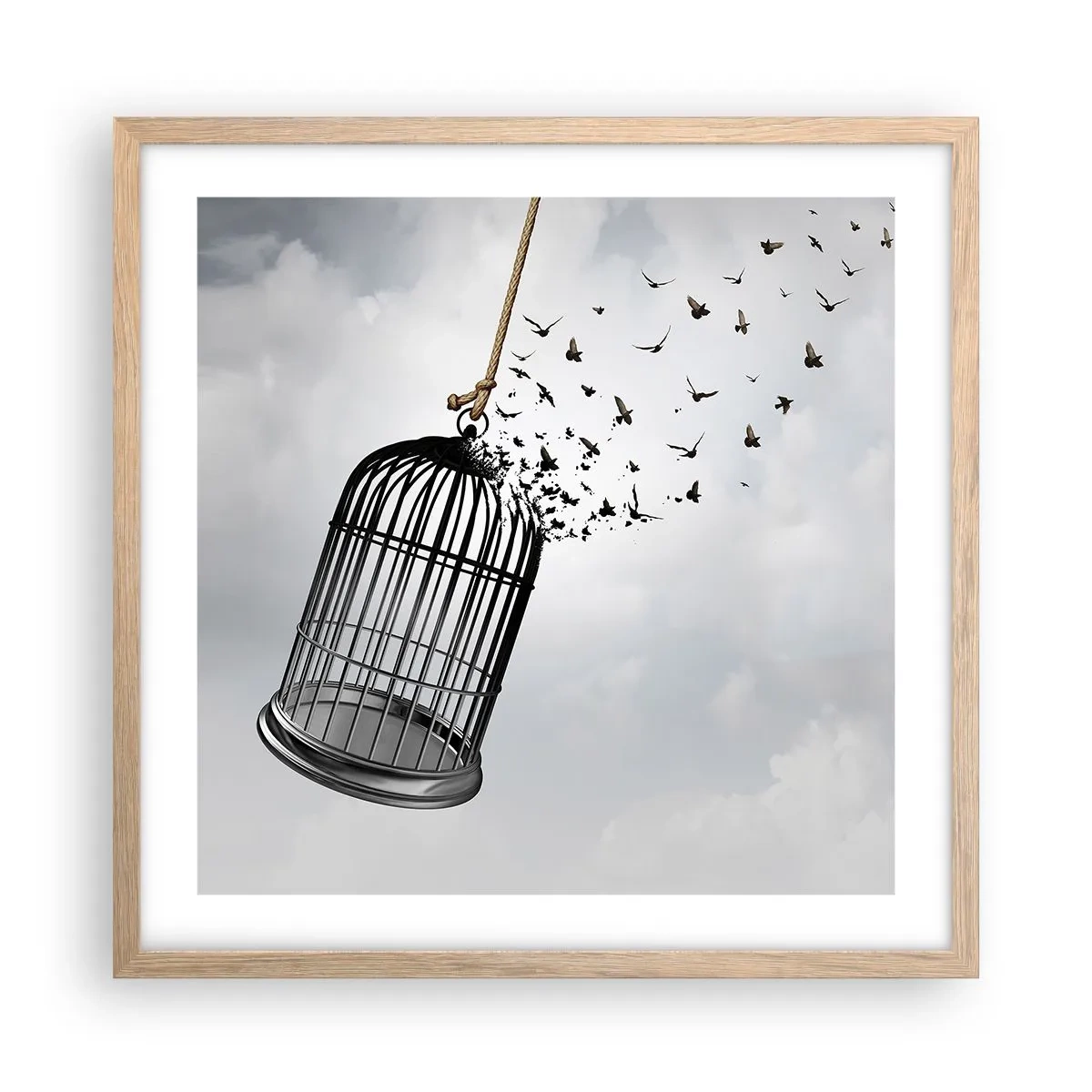 Poster în ramă de stejar deschis - Credință...Speranță...Libertate! - 50x50 cm